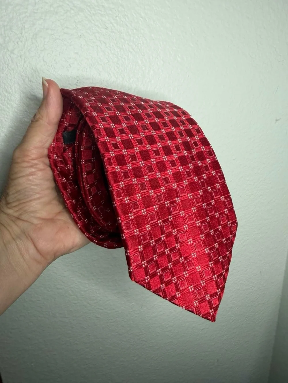 Valentino Red Check Silk Tie